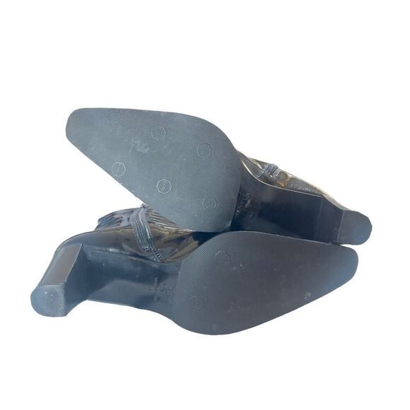 Black Patent Leather Mid-Calf Boots – Size 9 – Made in Italy, Re-Soled, 3.5” Hee - Picture 5 of 16